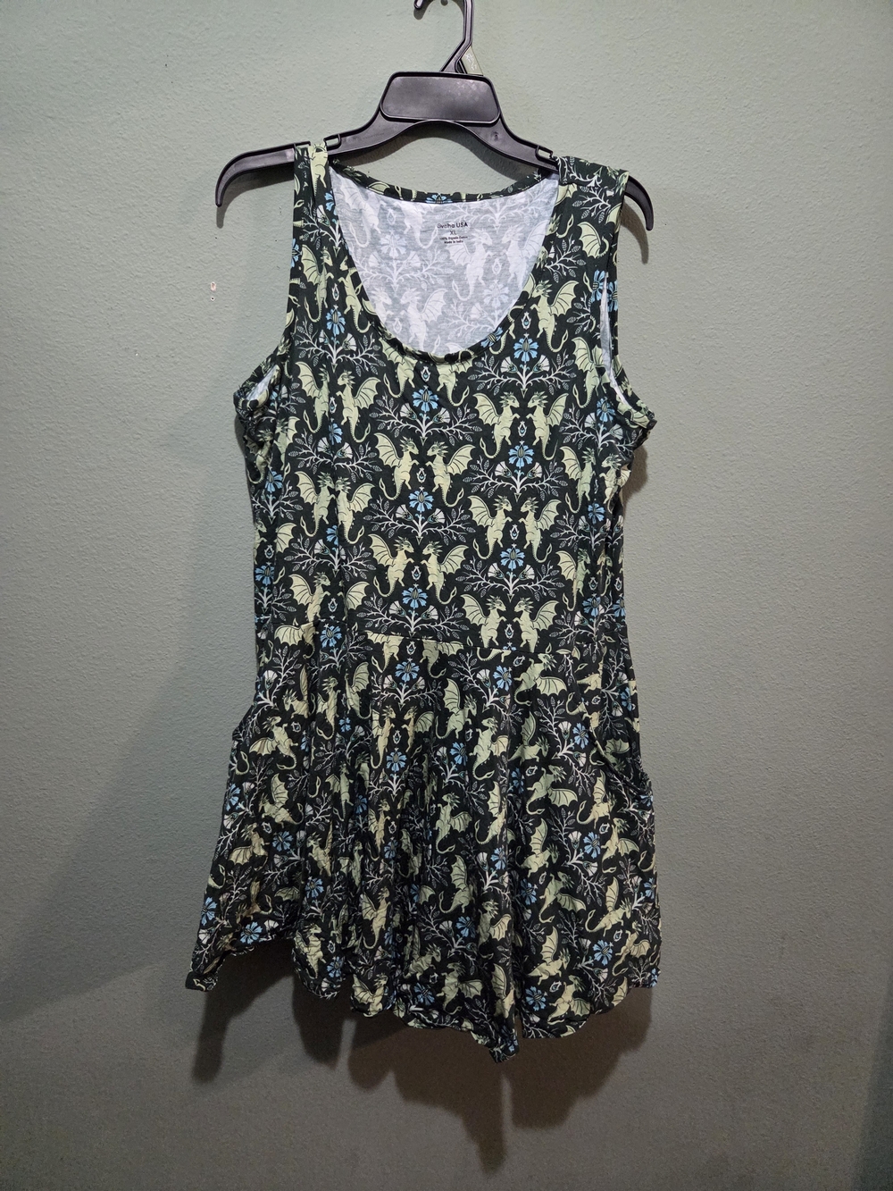 Like New Svaha Dragon Damask Print Sleeveless Skater Dress XL